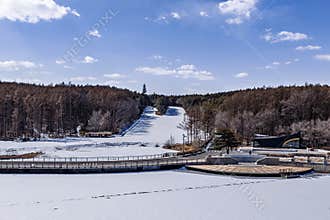 Early Spring Snow - Scenery of the Ski Resort at Jingyuetan National Forest Park, Changchun, China