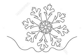 Snowflake minimal continuous outline design in simple one line drawing
