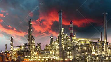 Oil Industry - refinery plant, time lapse