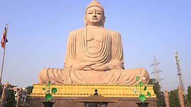 Great Buddha Statue Bodh Gaya Bihar India Near Mahabodhi Temple Spiritual Landmark Meditation Peace Scene