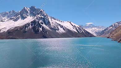 Andes mountain range and lake in Chile
