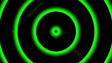 Green Circular Radio Diminishing Wave Radar Signal Motion Graphic on Black Background. Pulse from Central Point. Loop Animation.