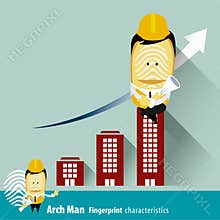 Vector of Fingerprint Man Characteristics Series. Engineers with