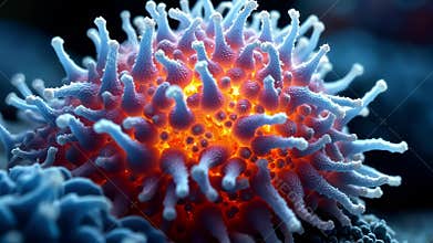 Coral polyp is organoids develop biotechnological systems. AI generated.