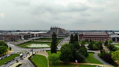 Aerial View of Palais 5 Exhibition Center and Brussels Expo Building in Belgium