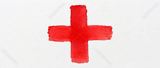 Watercolor medical cross symbol illustration isolated clipart design..