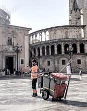 People going about their daily lives in the streets of the city of Valencia