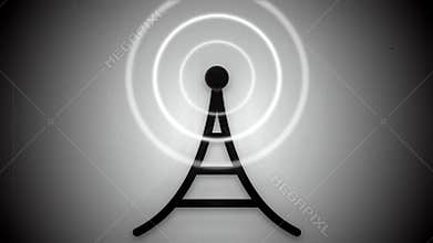 Black and White Communication Tower Icon Animation Loop