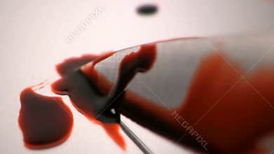 Extreme Close up Bloody knife