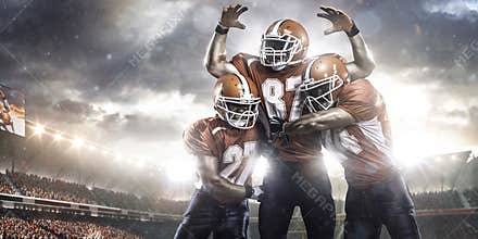 American football players in action on stadium