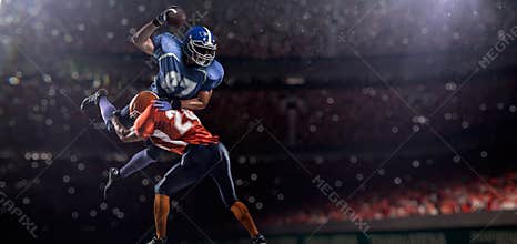 American football player in action on stadium