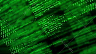 Abstract animated computer script programming code as technology background