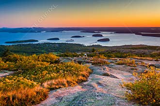 Sunrise view from Caddilac Mountain in Acadia National Park, Mai