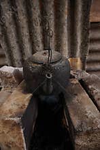 Traditional water kettle on a stone