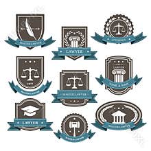 Master lawyer and attorney emblems, blazons and badges