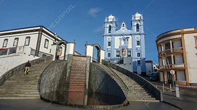Facade of church in Angra do Heroismo, Island of Terceira, Azores