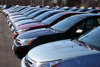Cars in new car lot