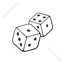 Doodle of two dice with contour