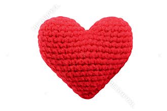 Red heart, knitting yarn isolated on white