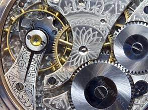 Antique Pocket Watch Gears and Works--Macro