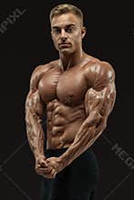 Athletic man with strong abs and core muscles