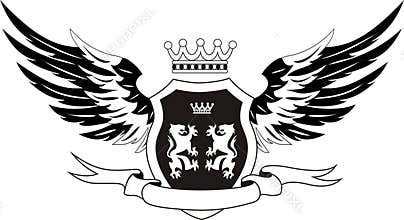 Grunge retro shield with wings