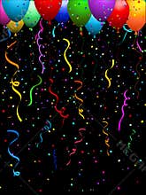Confetti and balloons