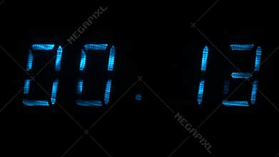 Digital countdown timer with an interval 30 seconds 00:30 - 00:00 digits blue