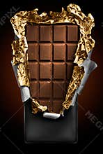 Chocolate in bar with open cover