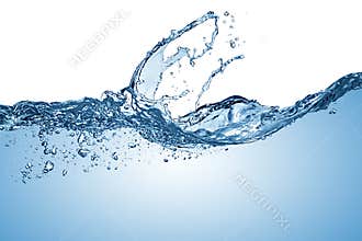 Blue pure water wave splash