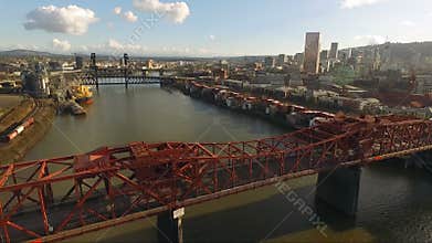 Broadway Draw Bridge Willamette River Portland Oregon Downtown City Skyline
