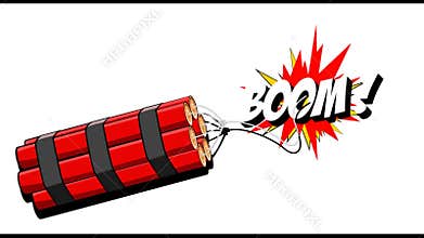 Dynamite explosion boom 2D cartoon animation on a background. MOV