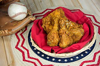 Fried chicken and baseball in glove