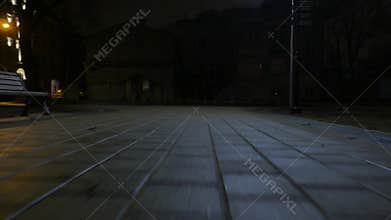 Closeup of pavement walk. 4K UHD