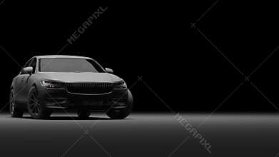 Car wrapped in black matte film. 3d rendering