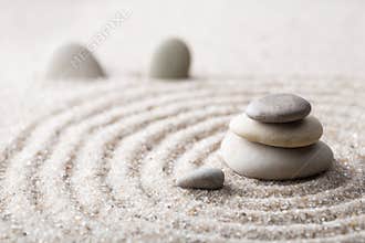 Japanese zen garden meditation stone for concentration and relaxation sand and rock for harmony and balance in pure simplicity