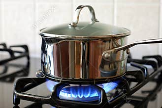 Pot on the gas stove