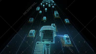 Traffic control surveillance cameras. IOT technology. traffic CCTV cameras mounted main on high way, road. city.