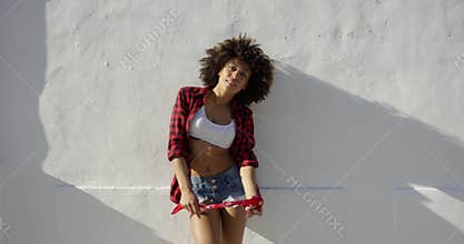 african american girl with afro haircut