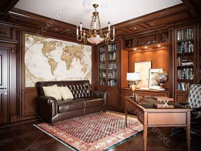Home office interior design in classic style