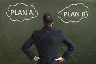 Businessman is making decision and selecting best business strategy
