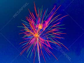 Fireworks on a Blue Background