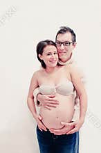 Happy couple, Pregnancy belly