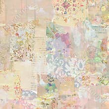 Grungy Antique Vintage Floral wallpaper collage Background