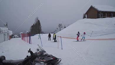 Mining and tourism center Gazprom ski resort on Psekhako Ridge stock footage video