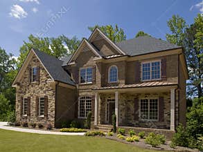 Model Luxury Home Exterior side view porch