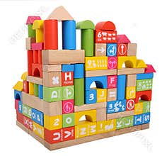 Child s building blocks building a house