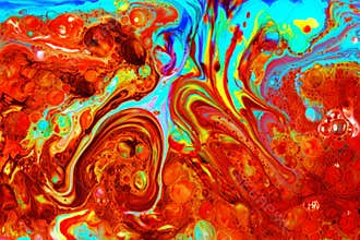 Abstract ink in liquid chaos background