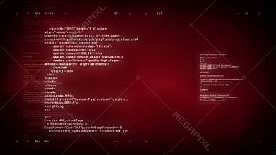 4K computer code scrolling red