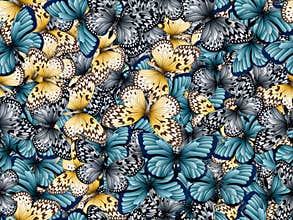 Seamless pattern with lot of different butterflys
